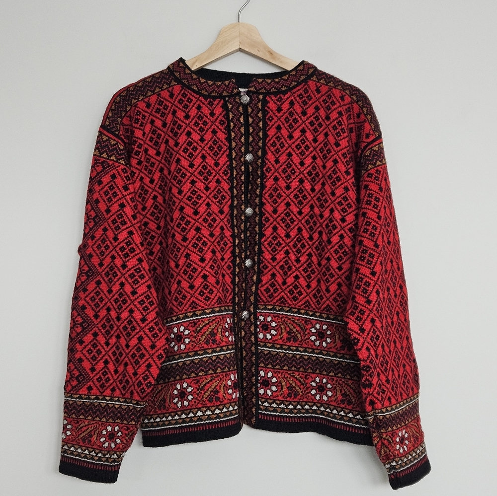 Dale of Norway Red Nordic Cardigan Sweater